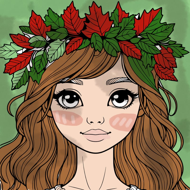 realistic girl with fall leaf crown