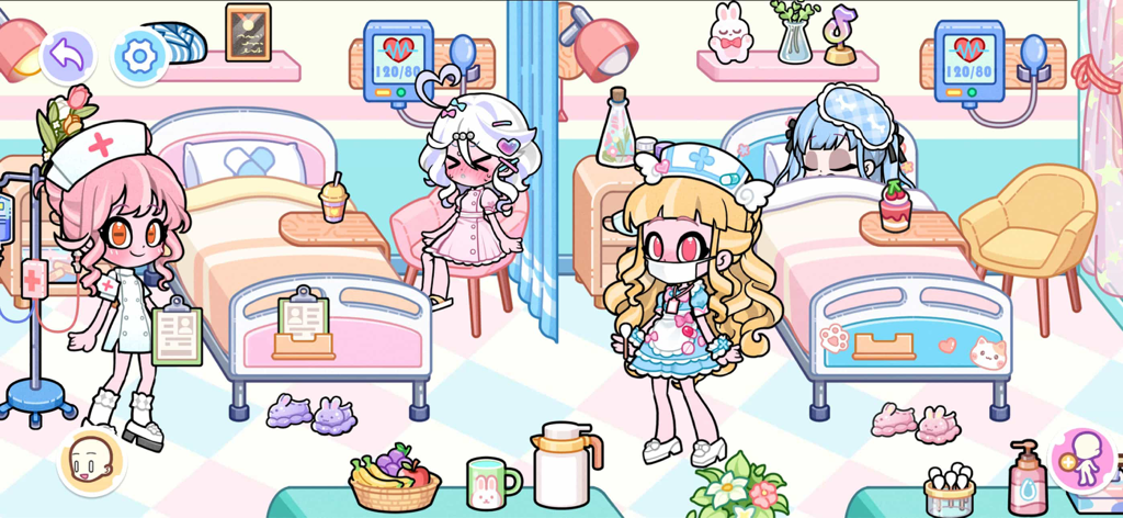 Angela World：Avatar Life - Cute hospital room simulation in Angela World Avatar Life featuring nurse and patient characters