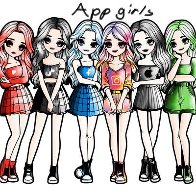 a group of girls realistic