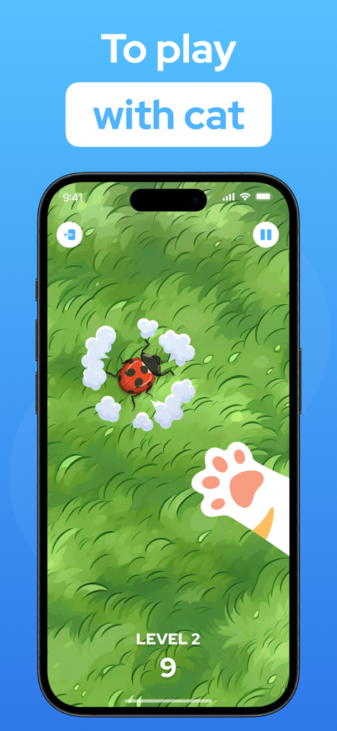 Cat Translator – Pet to Human - Schermata mobile che mostra un gioco interattivo di coccinella per gatti
