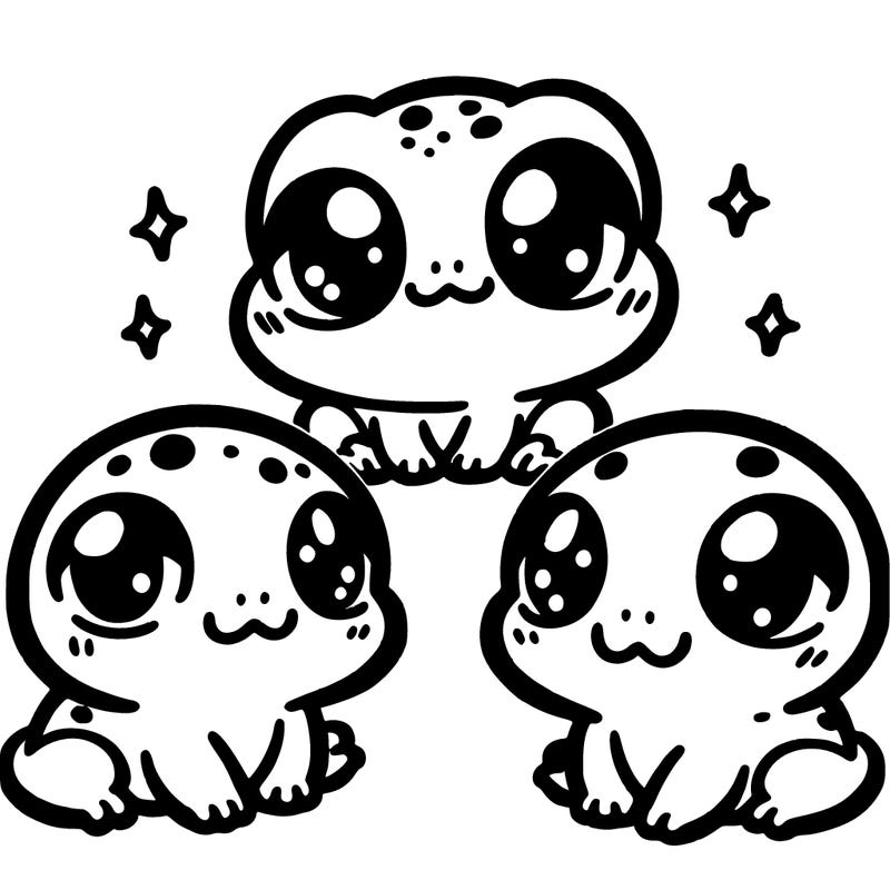 cute baby chibi frogs