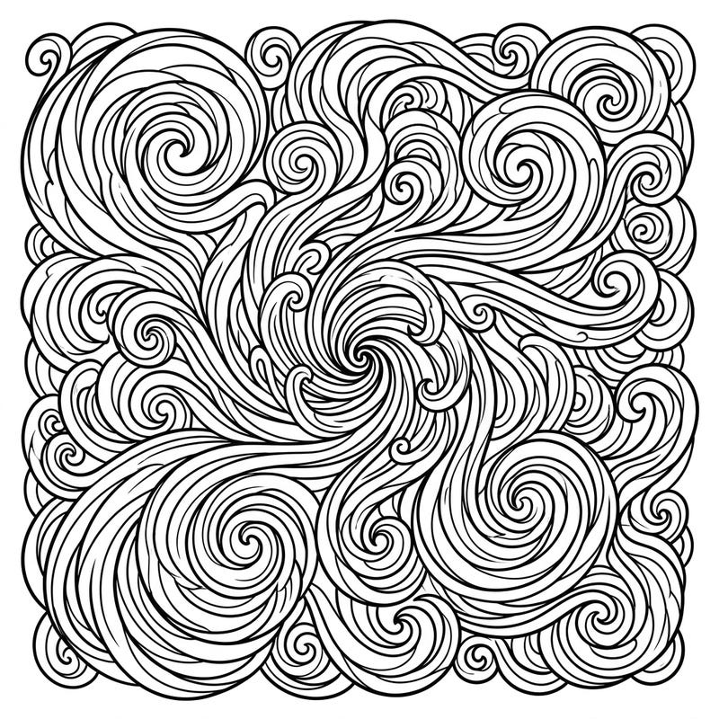 Dive into a mesmerizing world with our Vortex Spirals coloring page, expertly crafted to provide a therapeutic and engaging art experience. Designed with seniors in mind, this intricate pattern features large print and clear outlines, ensuring comfortable and enjoyable coloring sessions.