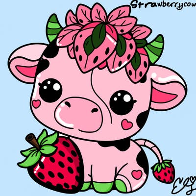 cute strawberry cow