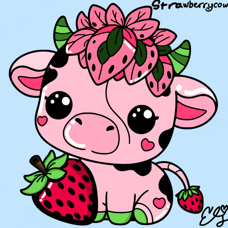 cute strawberry cow