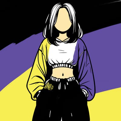 realistic girl faceless with baggy pants and a crop top