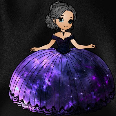 ball girl in a ball dress realistic