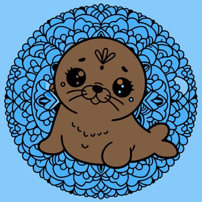a cute baby seal mandala