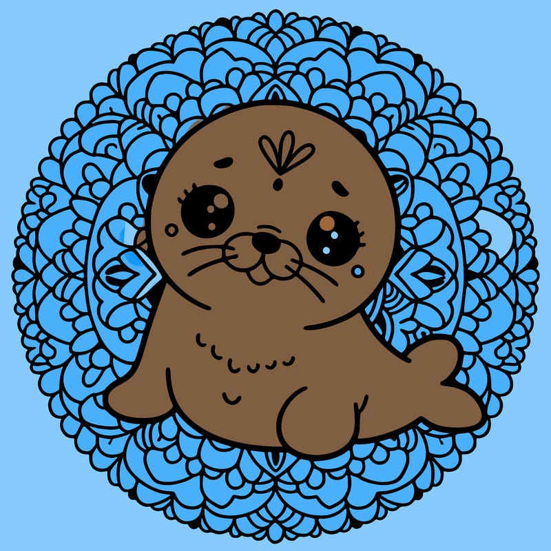 a cute baby seal mandala
