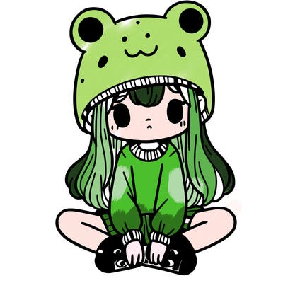 a girl wearing a frog hat and some frog socks