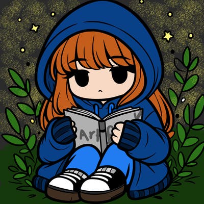 girl in oversized hoodie reading a book
