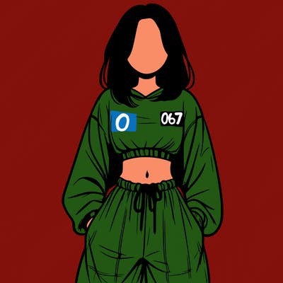 realistic girl faceless with baggy pants and a crop top