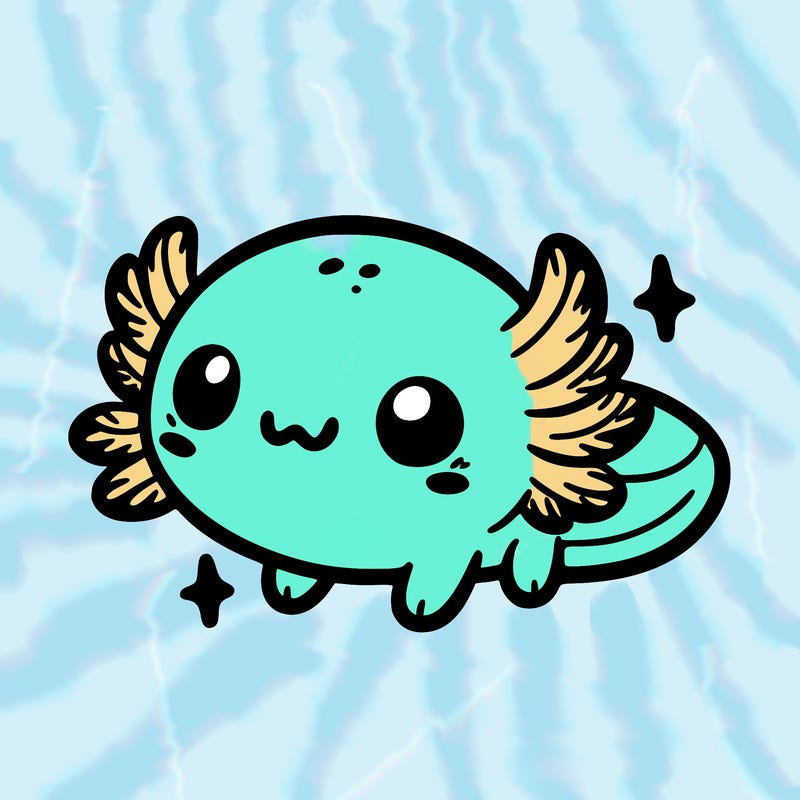 cute easy baby axolotl