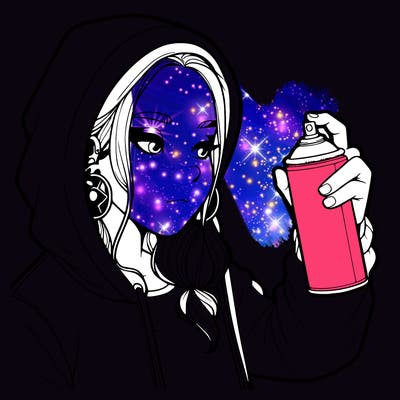 a realistic girl, spray painting