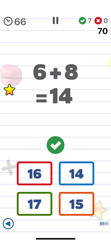 Math games for kids. - Screenshot of AB Math app showing an addition problem and multiple choice answers for kids