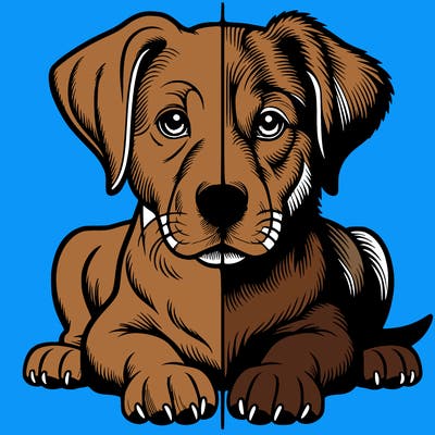 realistic dog split picture