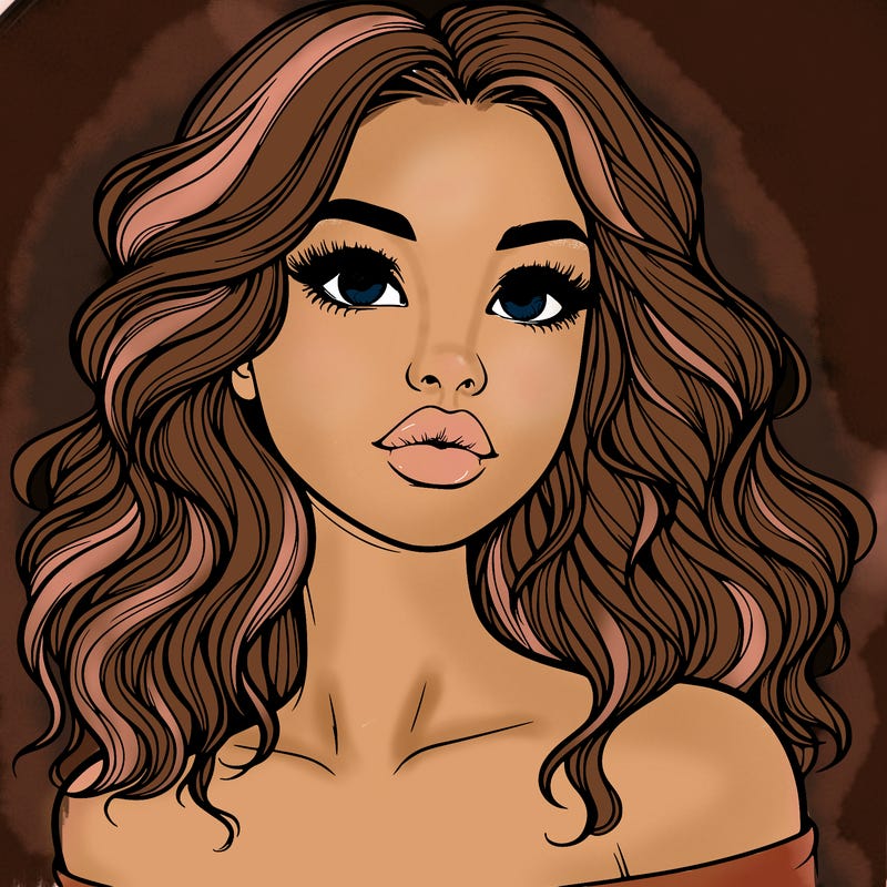 realistic girl with wavy hair and lips