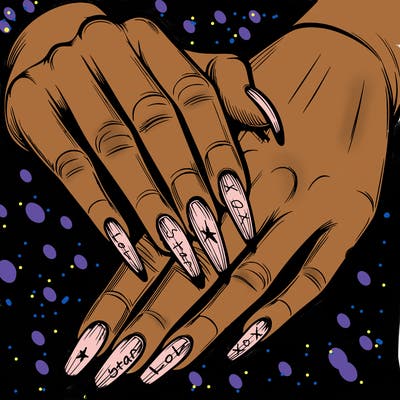 realistic pretty hands with long nails