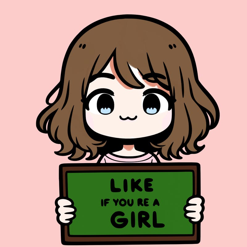a cute girl holding a sign that says like if you’re a girl