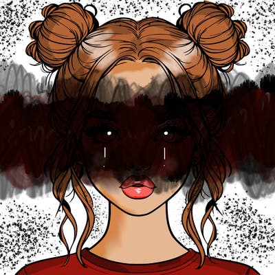 realistic girl with two buns in hair and lips