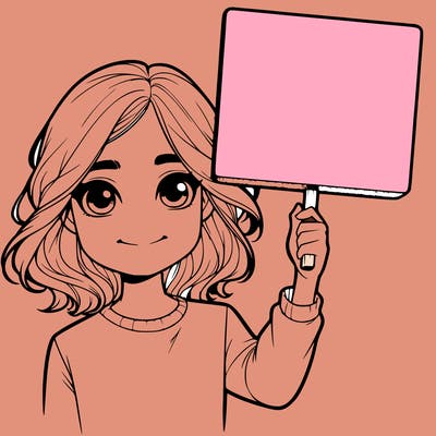 realistic girl holding up a sign