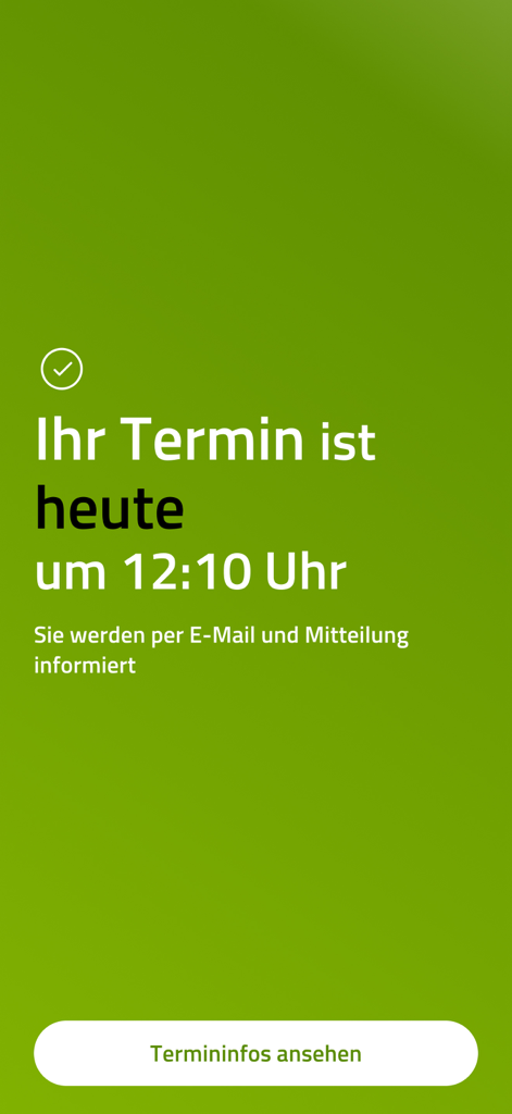 BARMER Teledoktor app screen confirming a medical appointment for today at 12:10 PM.