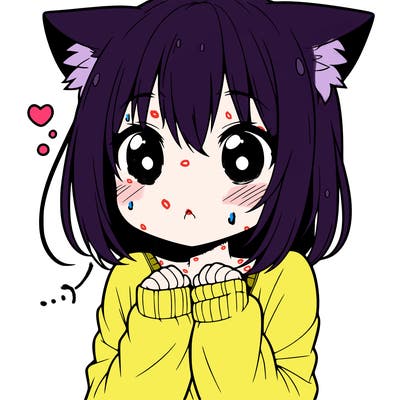 shy anime catgirl