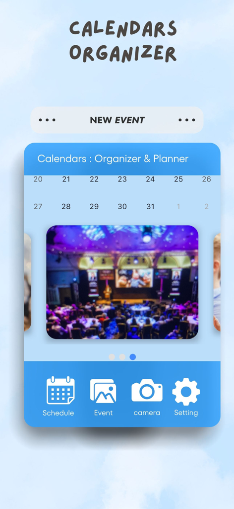 Calendars: Organizer & Planner - Visuelle Kalenderschnittstelle mit einem Foto eines Ereignisses, das mit einem bestimmten Datum verknüpft ist