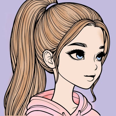 realistic girl with a high ponytail ❤️