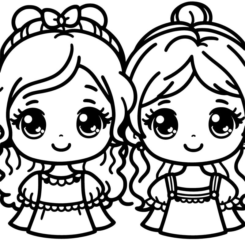 drawings of two little girls