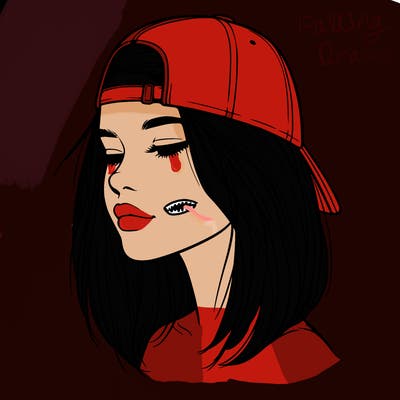 realistic  girl with a backwards hat