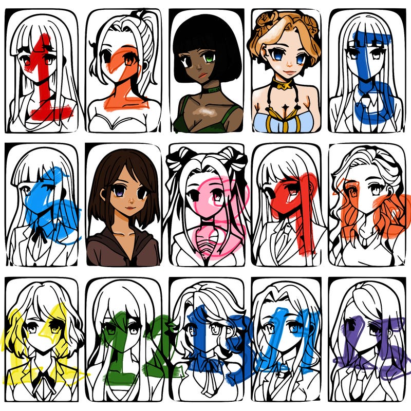 girls that look diffrent anime