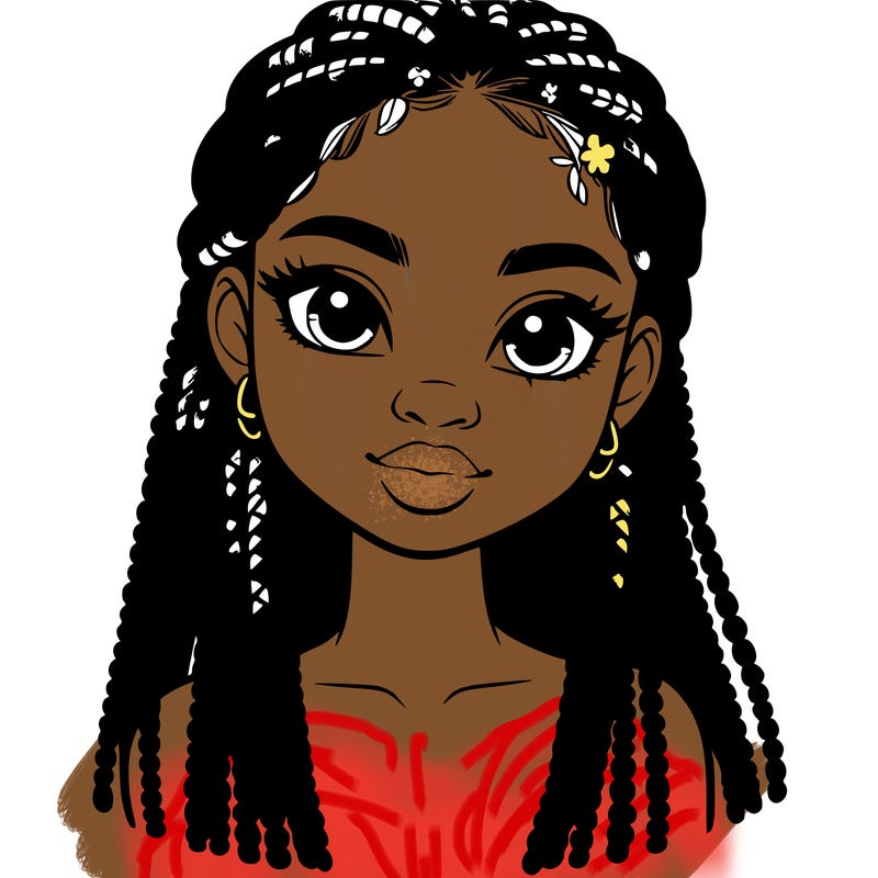 a realistic black girl with braids