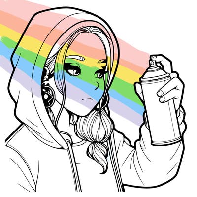 a realistic girl, spray painting