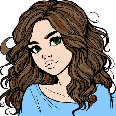 realistic girl with wavy hair on her hair