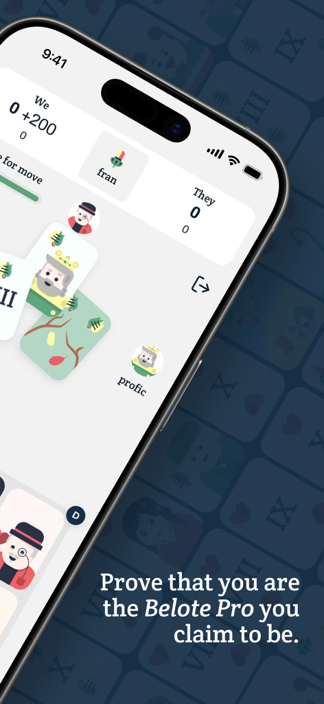 Bela Online - Belote & Friends - Smartphone mostrando una partida de cartas de Belote con puntuaciones y cartas húngaras