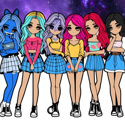 a group of girls realistic