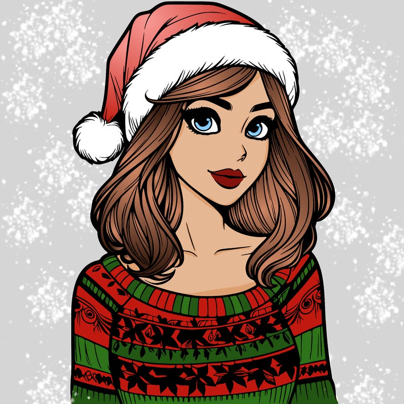realistic lady in a christmas sweater