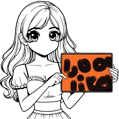 realistic pretty girl holding blank sign