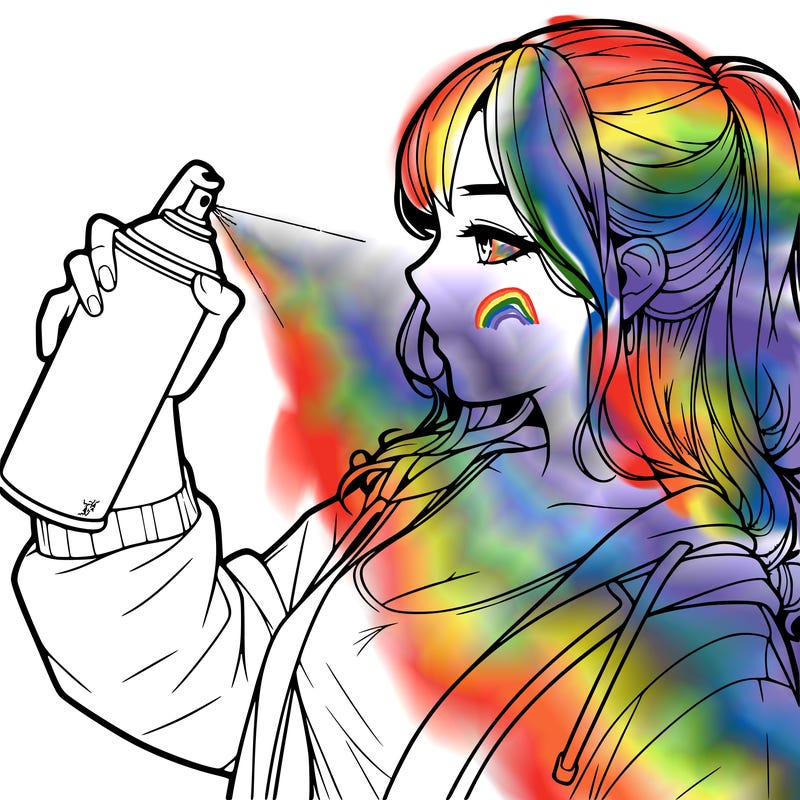 a realistic girl spray, painting