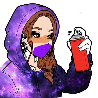 a realistic girl, spray painting