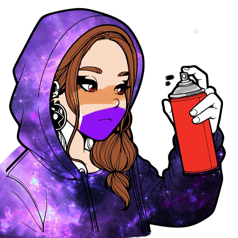 a realistic girl, spray painting