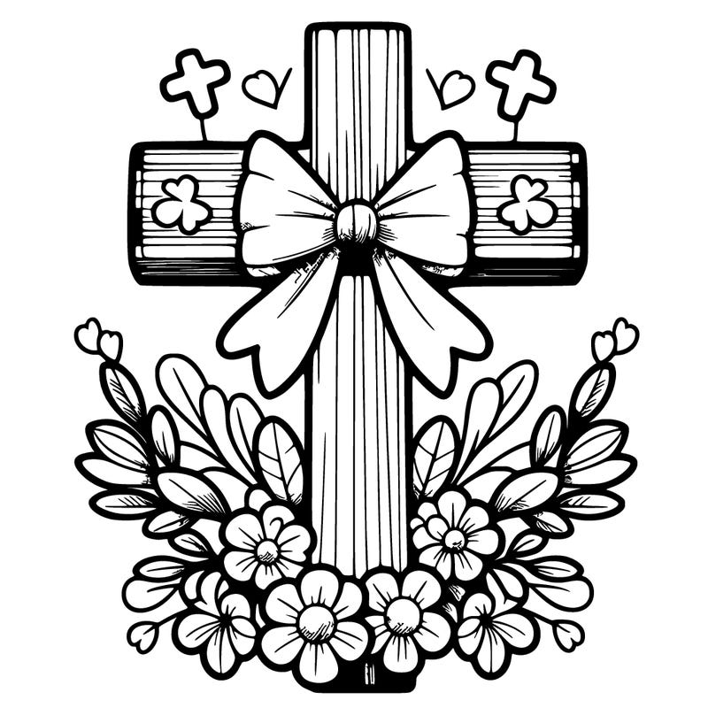 cross with flowers and bows