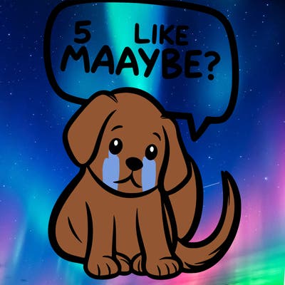 a puppy that says 5 like maybe