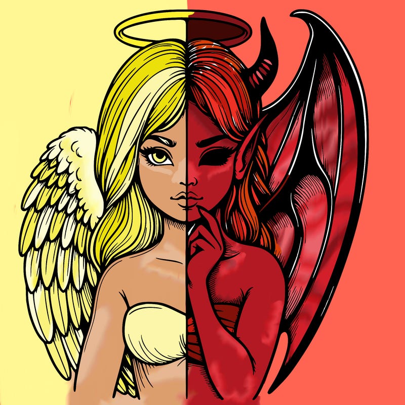 realistic angel half demon