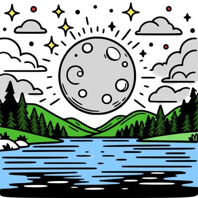 moonlight shining on a lake