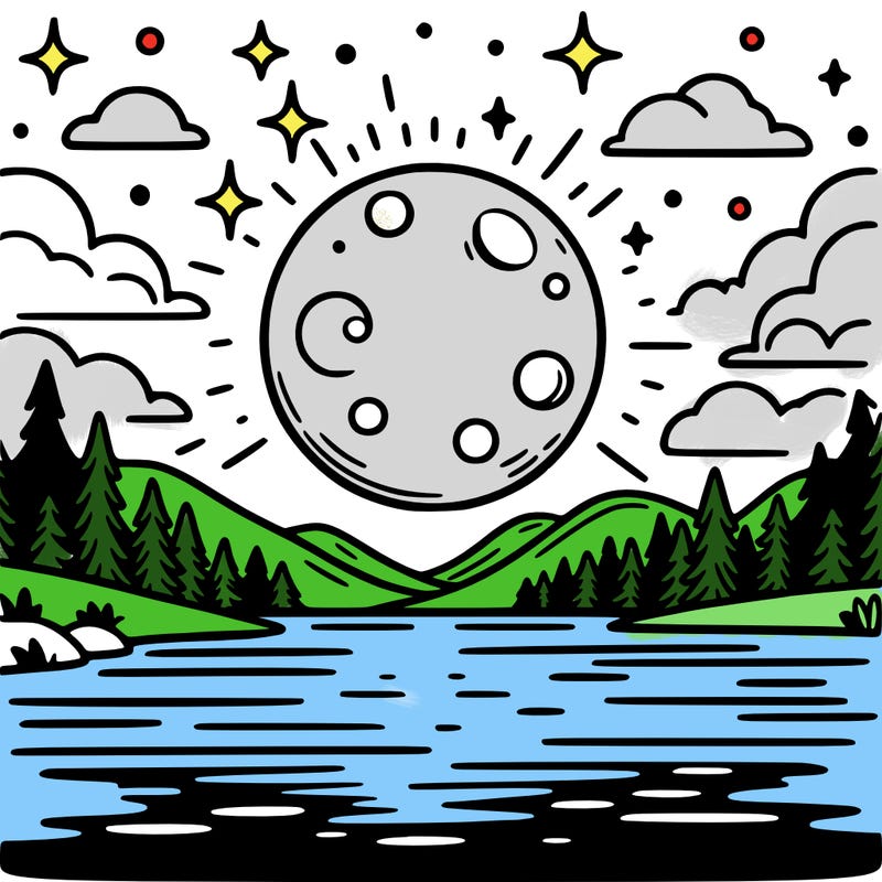 moonlight shining on a lake