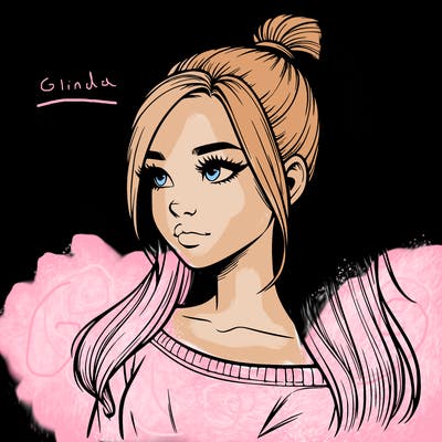 realistic girl with a high ponytail