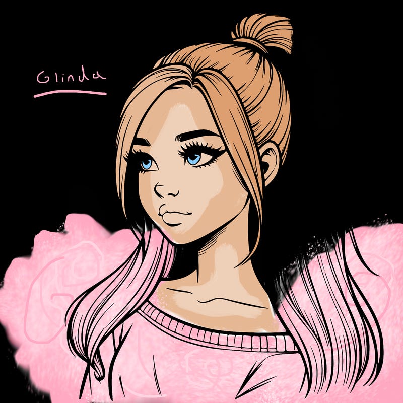 realistic girl with a high ponytail