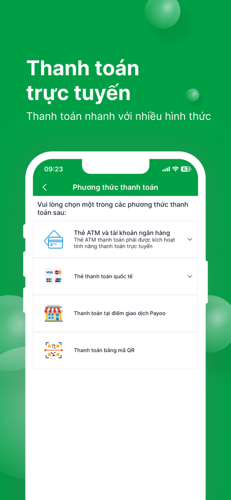 BV Quân Y 175 - Online payment methods screen in the Military Hospital 175 mobile app