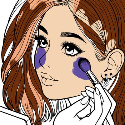 a realistic girl doing her makeup